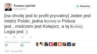 Tweet Lipińskiego