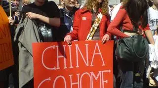 Uczestnicy protestu: Chiny powinny wynieść się z Tybetu (fot. internauta Tomasz)