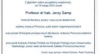UG żegna profesora Sampa