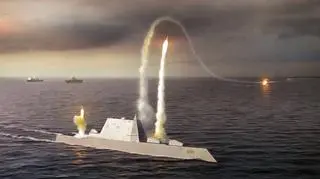 USS Zumwalt atakuje cel. Artystyczna wizja US Navy z pola walki