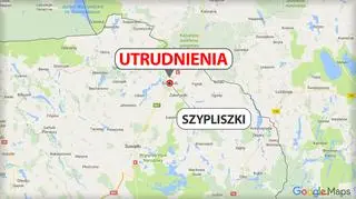 Utrudnienia niedaleko miejscowości Szypliszki