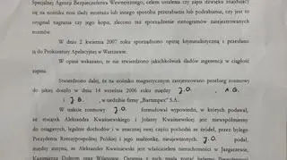 Uzasadnienie umorzenia śledztwa przeciwko Kwaśniewskim