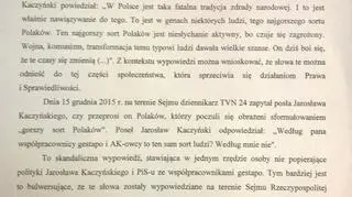 Uzasadnienie wniosku PO ws. Jarosława Kaczyńskiego