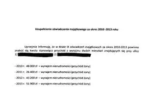 Uzupełnione oświadczenie majątkowe Andrzeja Halickiego
