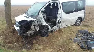 W wyniku wypadku bus wypadł z drogi