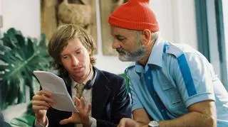 Wes Anderson i Bill Murray na planie filmu "Podwodne życie ze Stevem Zissou"