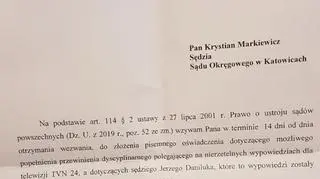 Wezwanie, jakie otrzymał sędzia Krystian Markiewicz