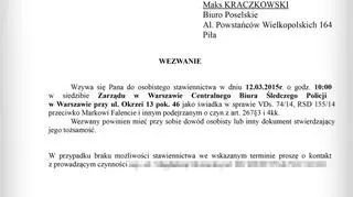 Wezwanie, które otrzymał Maks Kraczkowski