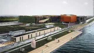 Widok na CNK z Mostu Świętokrzyskiego (kopernik.org.pl)