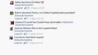 Wiele osób deklaruje poparcie dla Hillary Clinton