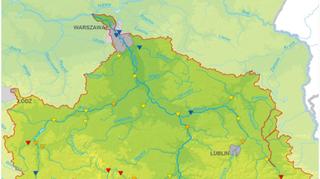 Wisła od Sanu do Narwii - stan wód - mapa z godziny 21:00