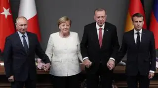 Władimir Putin, Angela Merkel, Recep Tayyip Erdogan i Emmanuel Macron spotkali się w Stambule