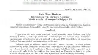 Wniosek do Bogusława Kośmidera, przewodniczącego rady miasta Krakowa