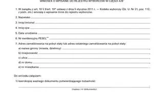 Wniosek o dopisanie się do rejestru wyborców