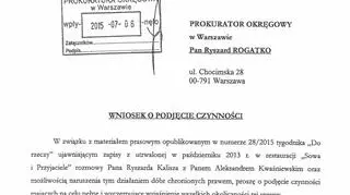 Wniosek Tomasza Siemoniak do Prokuratora Okręgowego 