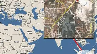 Woda zalała dzielnice mieszkalne na południe od stolicy Indonezji - Cireundeu i Tangerang (mapy.google.pl)