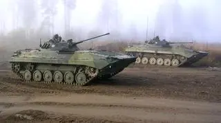 Wozy bojowe piechoty BMP-2 w czasie ćwiczeń