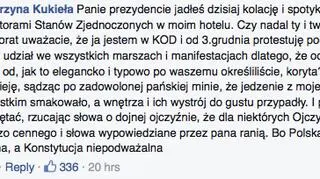 Wpis Katarzyny Kukieły na Facebooku