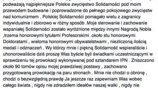 Wpis Lecha Wałęsy na Facebooku z 12
