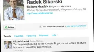 Wpis ministra na Twitterze