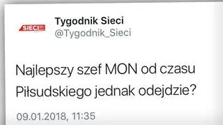 Wpis zniknął z konta tygodnika
