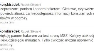 Wpisy Radosława Sikorskiego na Twitterze po godz