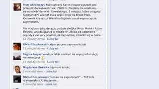 Wpisy użytkowników na Facebooku