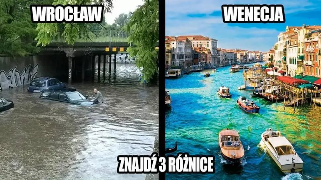 Wrocław i Wenecja - znajdź 3 różnice 