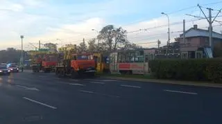 Wykolejony tramwaj na ul. Na Ostatnim Groszu