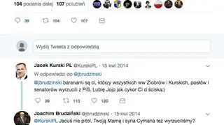 Wymiana tweetów Brudzińskiego i Kurskiego z 2014 roku