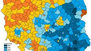 Wyniki wyborów prezydenckich 2015. Druga tura - mapa powiatów