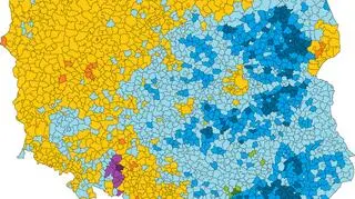 Wyniki wyborów prezydenckich w 2015 roku - mapa gmin
