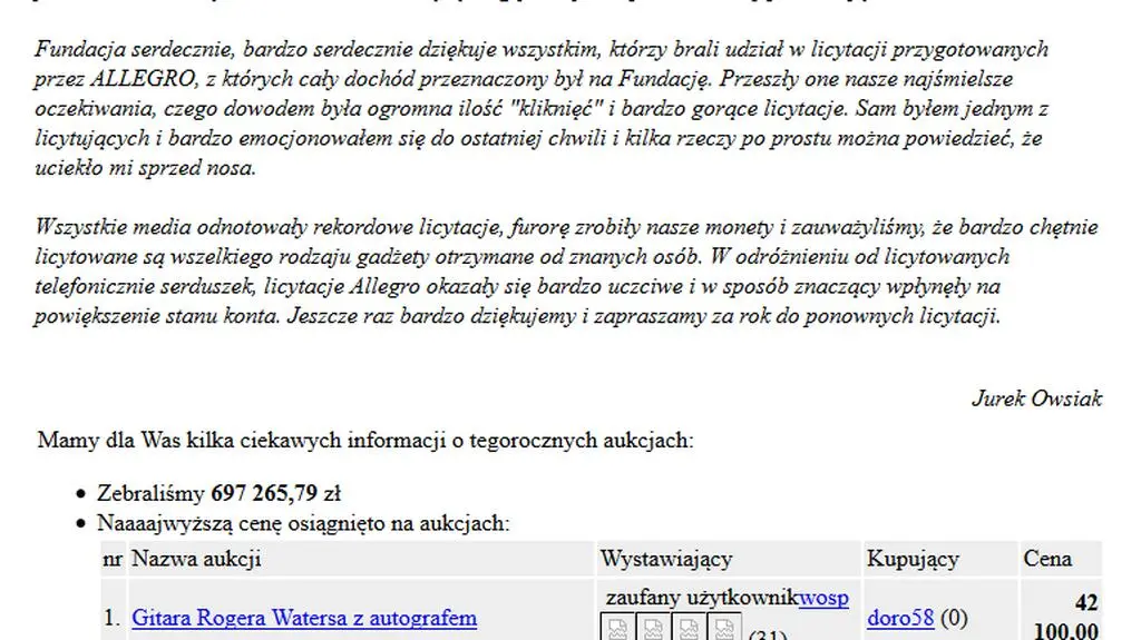 XI Finał WOŚP w 2003 roku