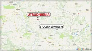 Zablokowana droga krajowa nr 76 na odcinku Łuków - Stoczek Łukowski (woj