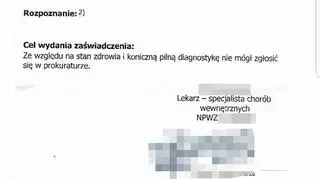 Zaświadczenie lekarskie Piotra Pytla