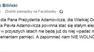 Zbiórkę przeprowadzono z myślą o zmarłym prezydencie Gdańska