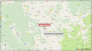 Zderzenie dwóch samochodów osobowych na odcinku Kłodzko - Bystrzyca Kłodzka (woj