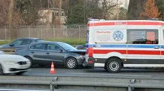 Zderzenie trzech aut na trasie S8 