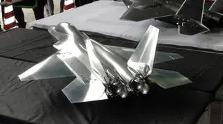 Zdjęcie modelu ATD-X służącego do badań w tunelu aerodynamicznym