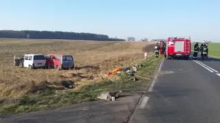 Ze wstępnych ustaleń wynika, że kierowca jednego z nich rozpoczął manewr wyprzedzania drugiego busa, który skręcał w lewo i doszło do zderzenia obu pojazdów