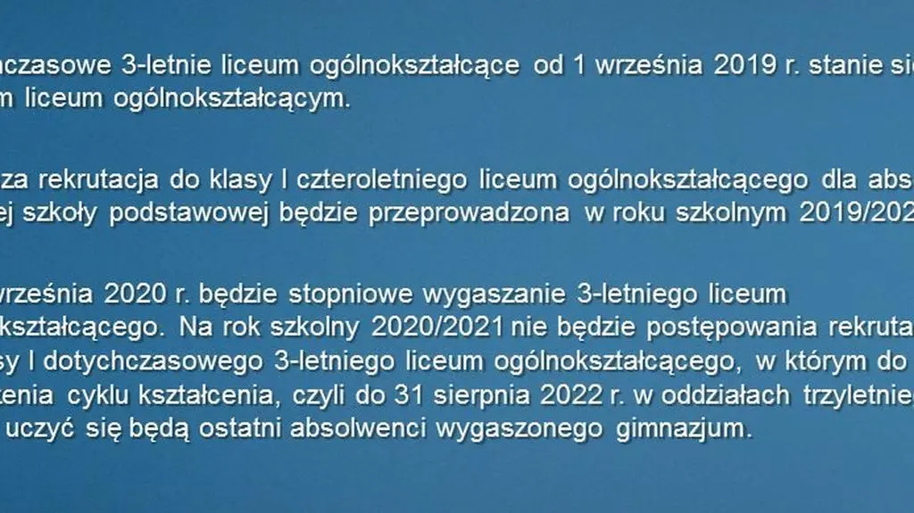 Zmiany w liceach ogólnokształcących