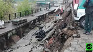 Zniszczone nabrzeże Odry