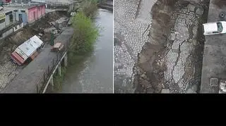 Zniszczone nabrzeże Odry