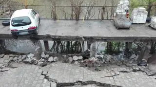 Zniszczone nabrzeże Odry