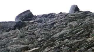 Zniszczony fragment muru na Zamku Chojnik