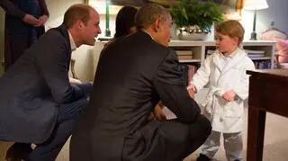 Książę George podczas spotkania z Barackiem Obamą