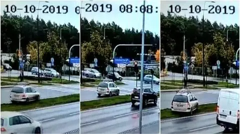 Bydgoszcz: chciał uniknąć zderzenia, wjechał pod prąd. Nagranie