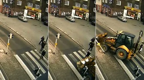 Gliwice. Rozpędzona koparka otarła się na pasach o pieszą