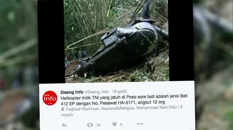 Indonezja: katastrofa wojskowego śmigłowca na wyspie Celebes