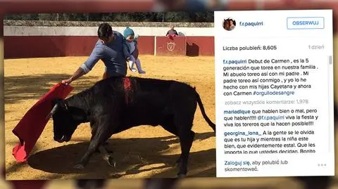 Francisco Rivera Ordóñez z córką na rękach podczas treningu